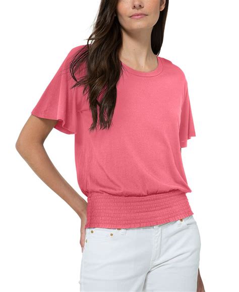 michael kors t shirt for women|Michael Kors smocked waist top.